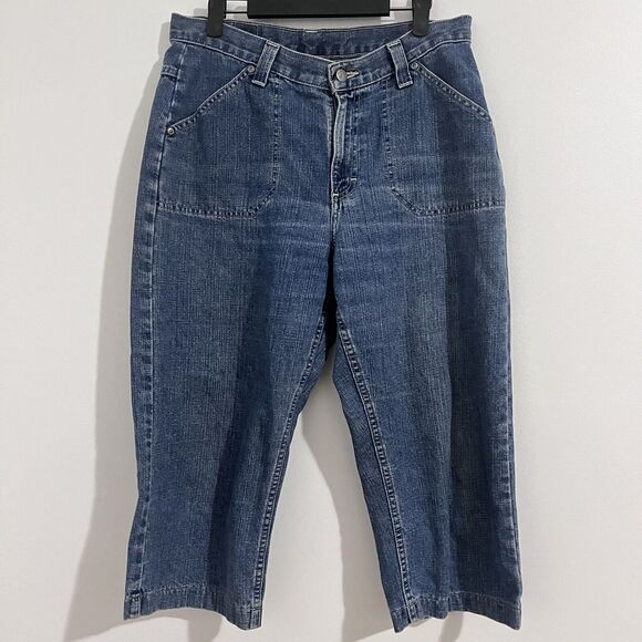 Riders Blue Crop Jeans Size 10 M Denim Front Pocket Medium Wash Wide Leg  Casual - Picture 1 of 6